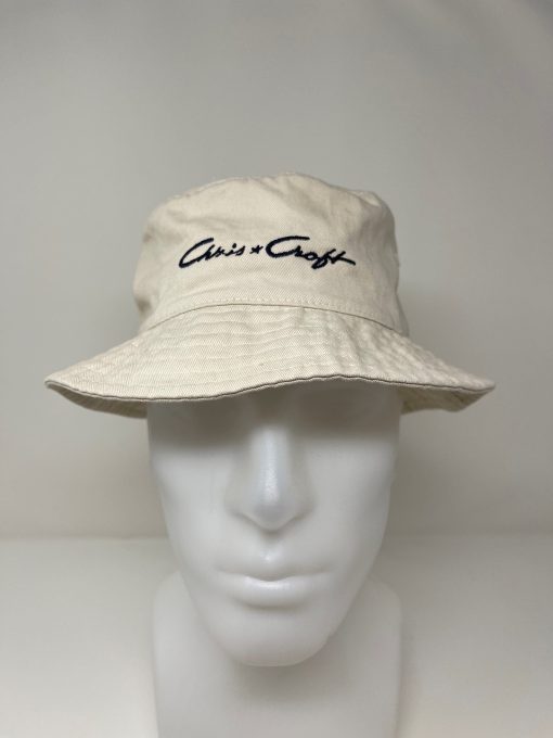 Chris-Craft - Unisex Wide Brim Bucket Hat - Beige with Blue Post-War Script - Image 2